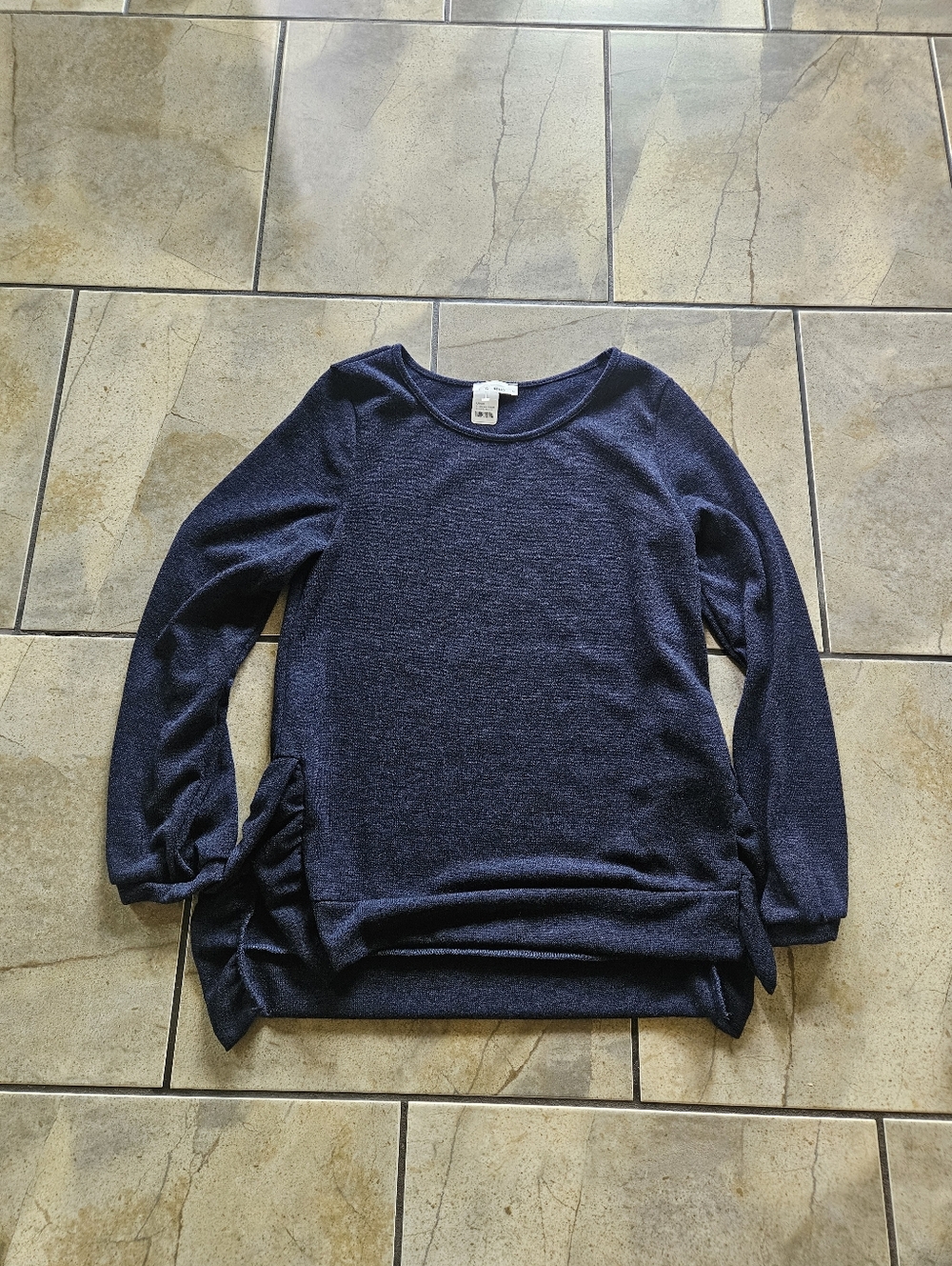Tes Amis Navy Heather Long Sleeve Pullover Sweater